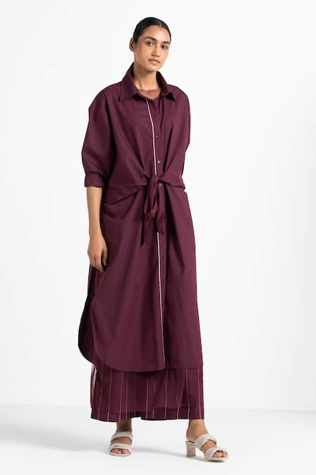 THREE Knotted Tunic & Flared Pant Set 