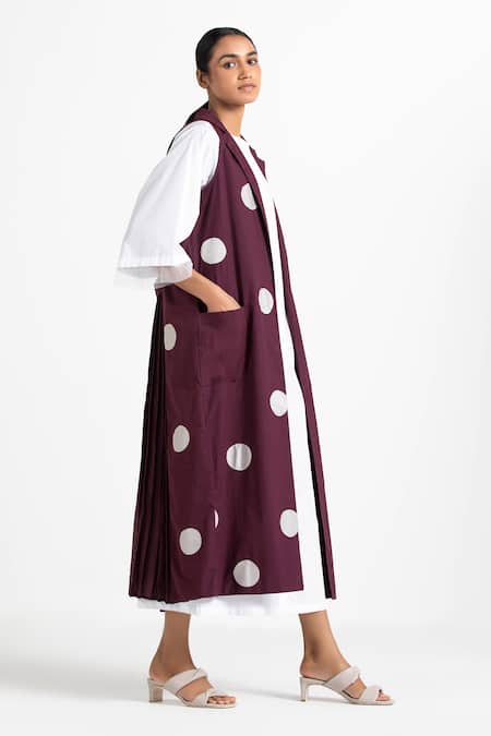 Three_White Net, Cotton Poplin Round Flared Sleeve Midi Dress_Online_at_Aza_Fashions