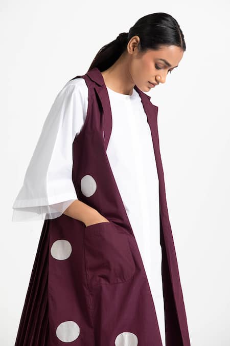 Buy_Three_White Net, Cotton Poplin Round Flared Sleeve Midi Dress_Online_at_Aza_Fashions