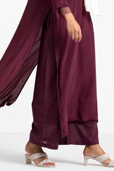 Buy Purple 100% Cotton Poplin High Waist Pleated Pants For Women by Three  Online at Aza Fashions.