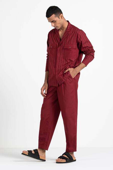 Buy Three Red 100% Cotton Poplin Embroidered Shirt Online at Aza Fashions Buy_Three_Red 100% Cotton Poplin Embroidered Shirt _Online_at_Aza_Fashions