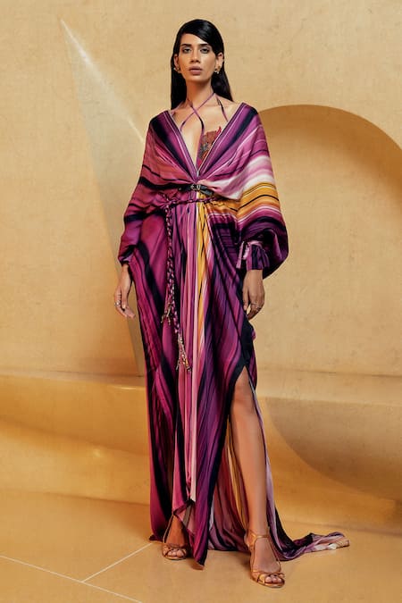 Shop Nikita Mhaisalkar Purple Lycra Embellished Swimsuit at Aza Fashions Shop_Nikita Mhaisalkar_Purple Lycra Embellished Swimsuit _at_Aza_Fashions