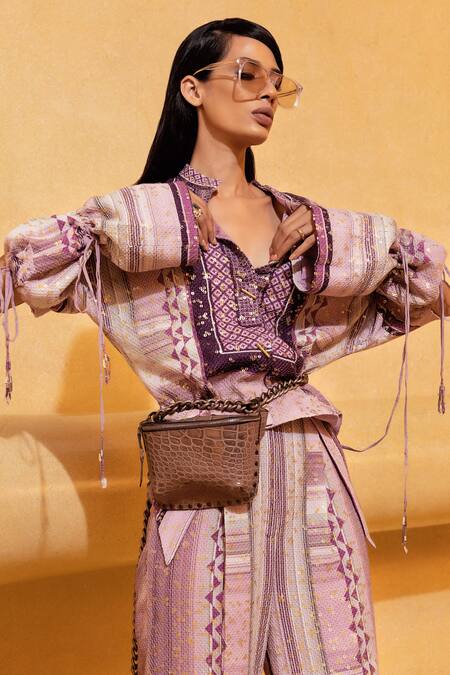 Buy Nikita Mhaisalkar Purple Sheeted Georgette Printed Top Online at Aza Fashions Buy_Nikita Mhaisalkar_Purple Sheeted Georgette Printed Top _Online_at_Aza_Fashions