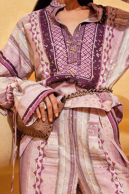 Shop Nikita Mhaisalkar Purple Sheeted Georgette Printed Top Online at Aza Fashions Shop_Nikita Mhaisalkar_Purple Sheeted Georgette Printed Top _Online_at_Aza_Fashions