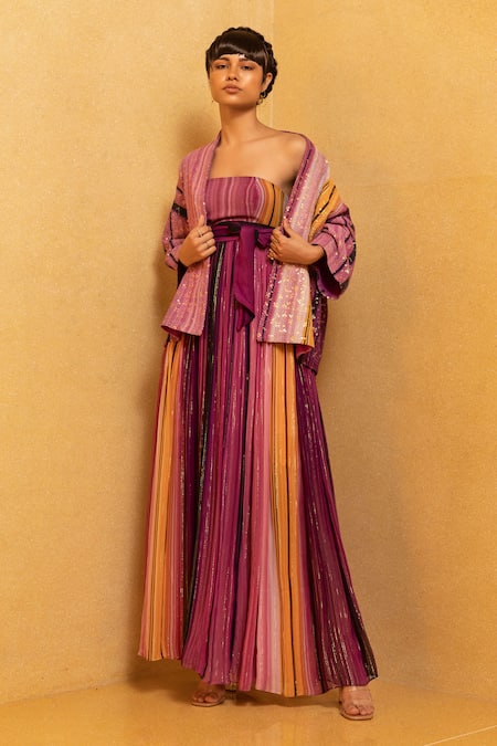 Nikita Mhaisalkar Bandeau Striped Dress 