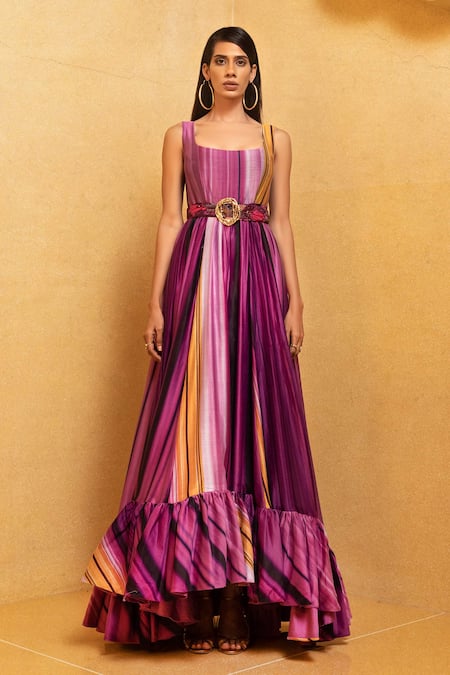 Nikita Mhaisalkar Chanderi Asymmetric Gown 