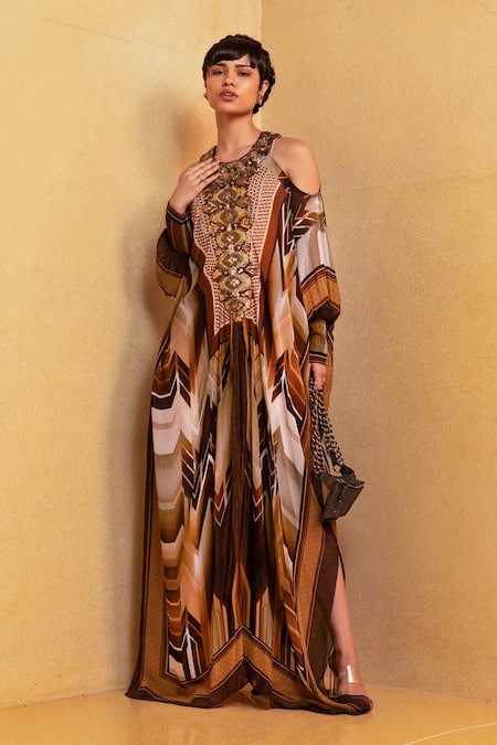 Nikita Mhaisalkar Cold Shoulder Printed Kaftan 