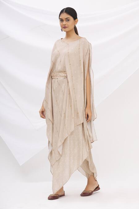 Buy 17:17 By Simmi Saboo Beige Cotton Silk Embroidery Round Asymmetric Kurta And Dhoti Pant Set Online at Aza Fashions Buy_17:17 By Simmi Saboo_Beige Cotton Silk Embroidery Round Asymmetric Kurta And Dhoti Pant Set _Online_at_Aza_Fashions