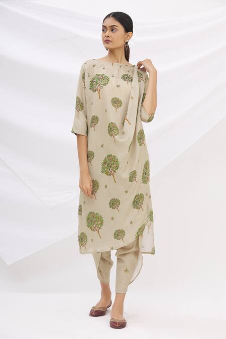 Buy 17:17 By Simmi Saboo Beige Chanderi Silk Embroidery Round Kurta And Dhoti Pant Set Online at Aza Fashions Buy_17:17 By Simmi Saboo_Beige Chanderi Silk Embroidery Round Kurta And Dhoti Pant Set _Online_at_Aza_Fashions
