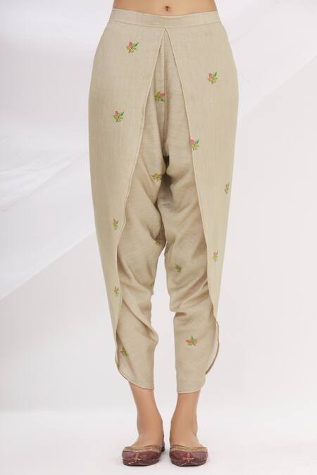 17:17 By Simmi Saboo Beige Chanderi Silk Embroidery Round Kurta And Dhoti Pant Set at Aza Fashions 17:17 By Simmi Saboo_Beige Chanderi Silk Embroidery Round Kurta And Dhoti Pant Set _at_Aza_Fashions