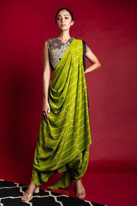 Nupur Kanoi Draped Saree With Embroidered Blouse 