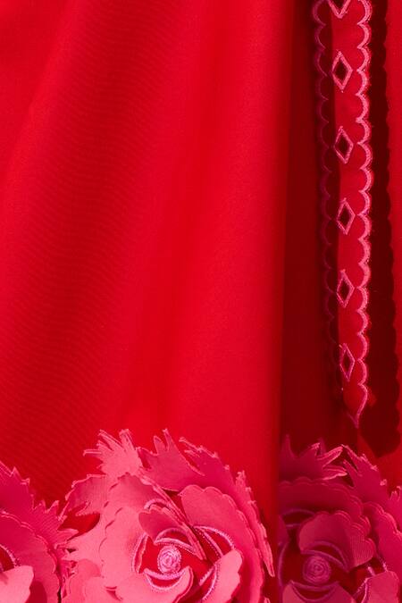 Vidhi Wadhwani Red Twill Cotton Square Neck Sleeveless Dress Online at Aza Fashions Vidhi Wadhwani_Red Twill Cotton Square Neck Sleeveless Dress _Online_at_Aza_Fashions