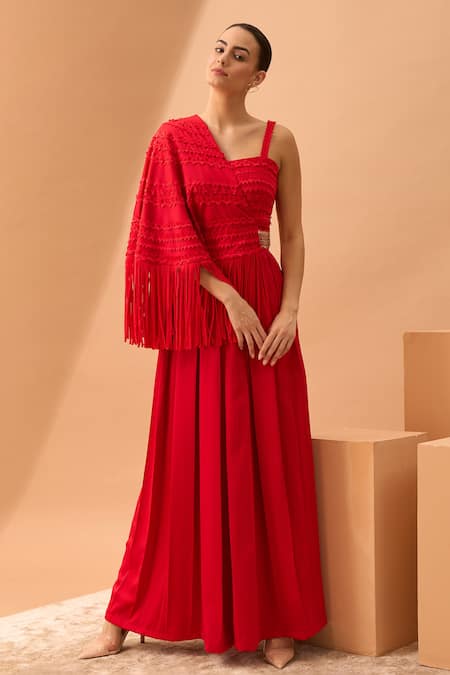 Vidhi Wadhwani Applique One Shoulder Jumpsuit 