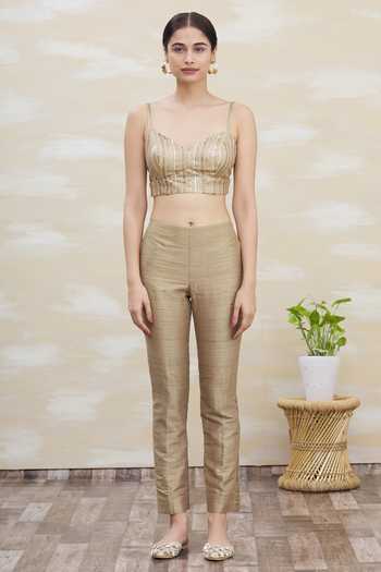 Buy Kommal Sood Beige Georgette Asymmetrical Cape And Pant Set Online at Aza Fashions Buy_Kommal Sood_Beige Georgette Asymmetrical Cape And Pant Set_Online_at_Aza_Fashions