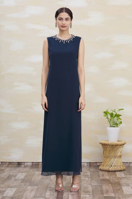 Shop Kommal Sood Grey Georgette Embroidery Round Embellished Gown With Jacket Online at Aza Fashions Shop_Kommal Sood_Grey Georgette Embroidery Round Embellished Gown With Jacket _Online_at_Aza_Fashions