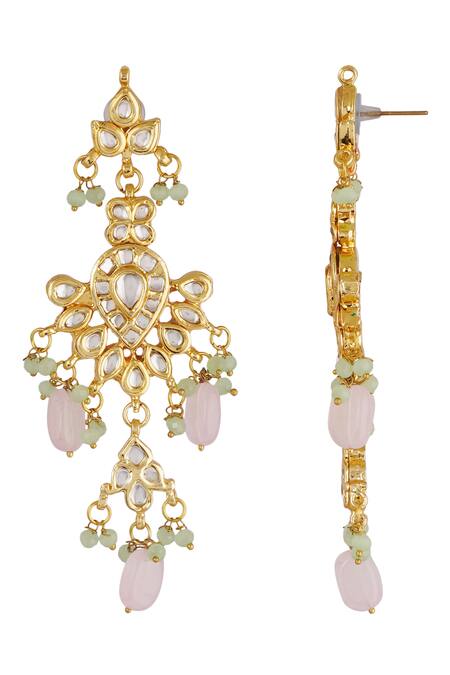 Shop_ChhavI'S Jewels_Green Pearls, Beads, Diamonds Kundan Choker Set _Online_at_Aza_Fashions