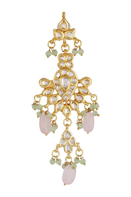 ChhavI'S Jewels_Green Pearls, Beads, Diamonds Kundan Choker Set _at_Aza_Fashions