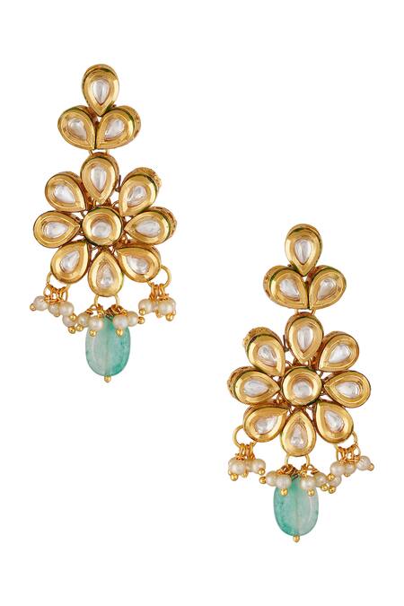 ChhavI'S Jewels_Gold Plated Pearls, Beads, Zari Floral Kundan Choker Set _Online_at_Aza_Fashions