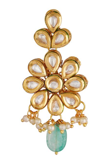 ChhavI'S Jewels_Gold Plated Pearls, Beads, Zari Floral Kundan Choker Set _at_Aza_Fashions