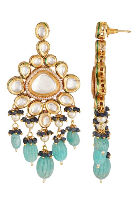 ChhavI'S Jewels_Blue Pearls, Beads Kundan Choker Set_Online_at_Aza_Fashions