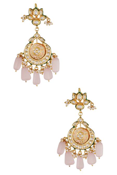 ChhavI'S Jewels_Gold Plated Pearls, Beads Kundan Drop Choker Set_Online_at_Aza_Fashions