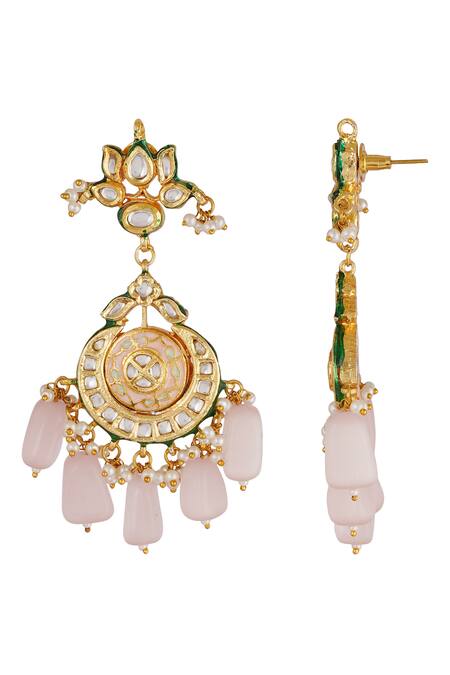 Buy_ChhavI'S Jewels_Gold Plated Pearls, Beads Kundan Drop Choker Set_Online_at_Aza_Fashions