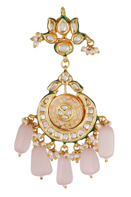 Shop_ChhavI'S Jewels_Gold Plated Pearls, Beads Kundan Drop Choker Set_Online_at_Aza_Fashions