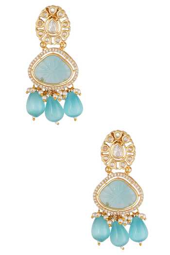 ChhavI'S Jewels_White Kundan Beaded Pendant Choker Set_Online_at_Aza_Fashions