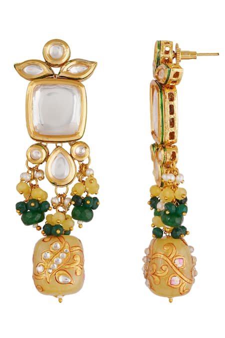 Buy_ChhavI'S Jewels_Gold Plated Pearls, Beads, Gota Patti Kundan Multistrand Choker Set _Online_at_Aza_Fashions