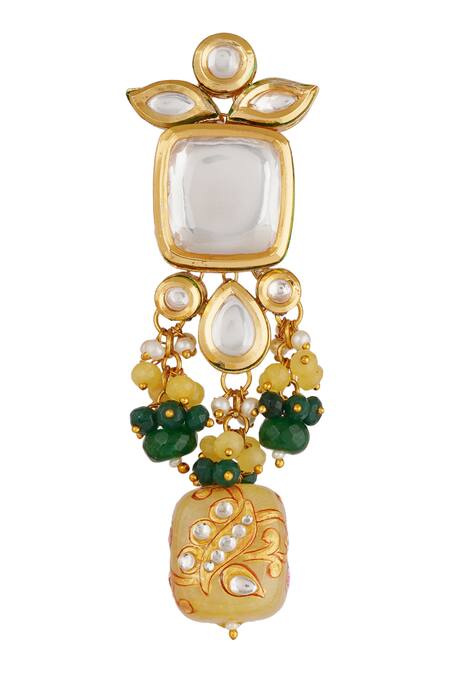 Shop_ChhavI'S Jewels_Gold Plated Pearls, Beads, Gota Patti Kundan Multistrand Choker Set _Online_at_Aza_Fashions