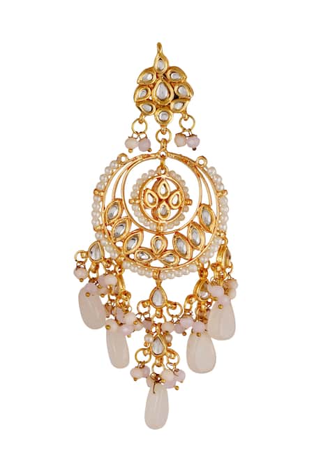 Buy_ChhavI'S Jewels_Gold Plated Pearls, Beads, Gota Patti Kundan Chandbalis _Online_at_Aza_Fashions