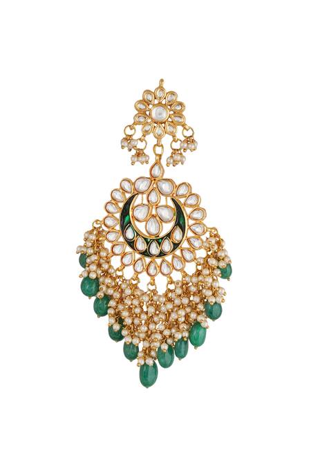 Buy_ChhavI'S Jewels_Gold Plated Pearls, Beads Kundan Chandbalis _Online_at_Aza_Fashions