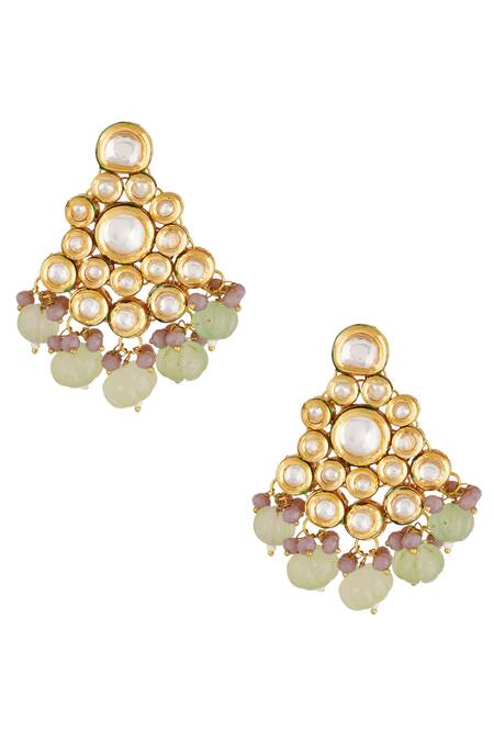 ChhavI'S Jewels_Purple Beads, Diamonds Kundan Layered Necklace Set _Online_at_Aza_Fashions