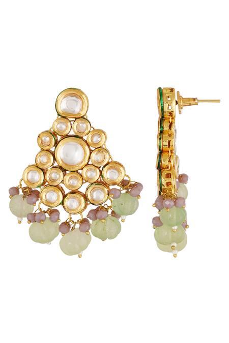 Buy_ChhavI'S Jewels_Purple Beads, Diamonds Kundan Layered Necklace Set _Online_at_Aza_Fashions