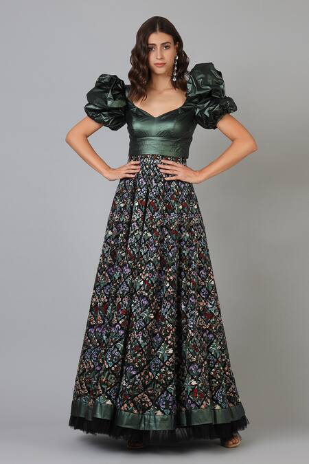 Geisha Designs Black Embroidery V Neck Gown Online at Aza Fashions Geisha Designs_Black Embroidery V Neck Gown _Online_at_Aza_Fashions