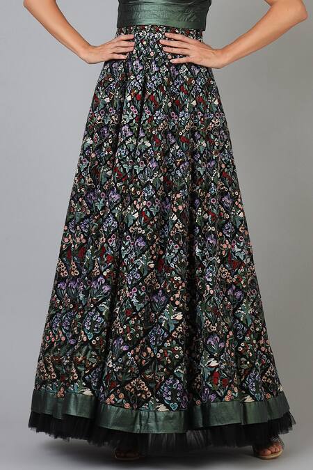 Shop Geisha Designs Black Embroidery V Neck Gown Online at Aza Fashions Shop_Geisha Designs_Black Embroidery V Neck Gown _Online_at_Aza_Fashions