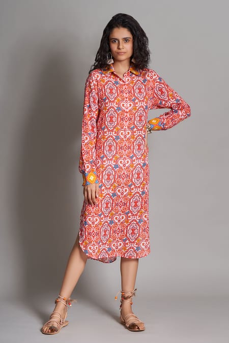 Mint Ikat Printed Knee Length Designer Dress – Savi India