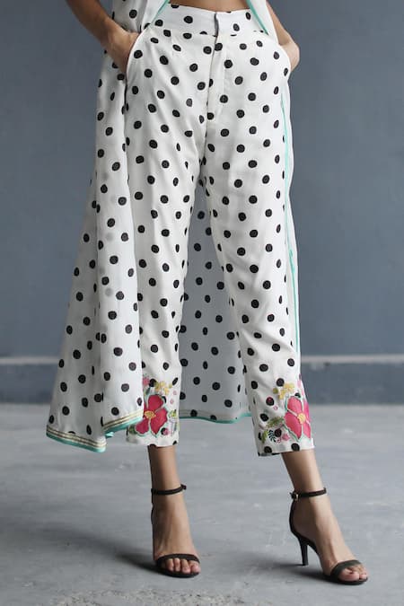 Rajiramniq White Cotton Silk Embroidery Round Printed Kurta And Pant Set at Aza Fashions Rajiramniq_White Cotton Silk Embroidery Round Printed Kurta And Pant Set _at_Aza_Fashions