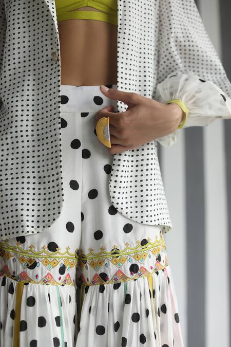 Shop Rajiramniq White Cotton Silk Embroidery Bustier Sweetheart Jacket Printed And Sharara Set Online at Aza Fashions Shop_Rajiramniq_White Cotton Silk Embroidery Bustier Sweetheart Jacket Printed And Sharara Set _Online_at_Aza_Fashions