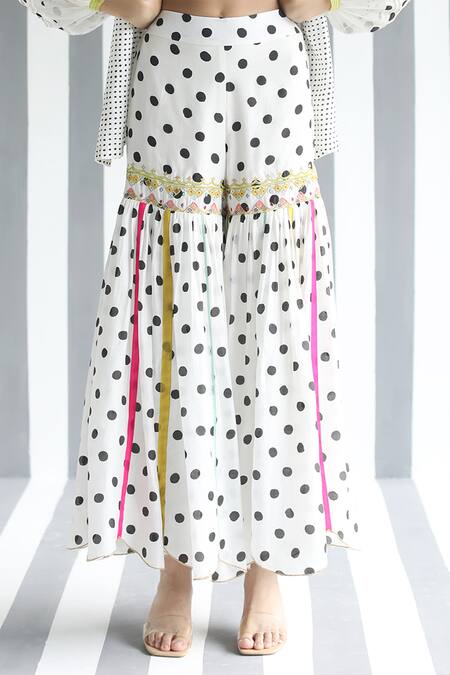 Rajiramniq White Cotton Silk Embroidery Bustier Sweetheart Jacket Printed And Sharara Set at Aza Fashions Rajiramniq_White Cotton Silk Embroidery Bustier Sweetheart Jacket Printed And Sharara Set _at_Aza_Fashions