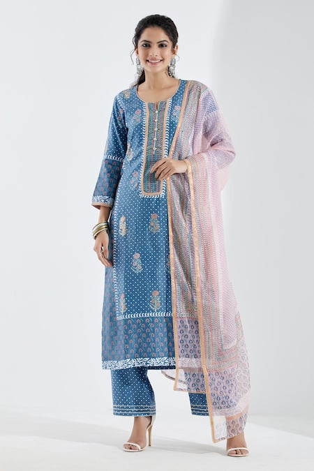 Abbaran Printed Straight Kurta Set 