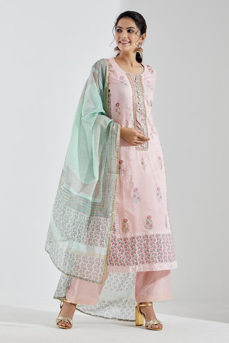 Abbaran Printed Straight Kurta Set 