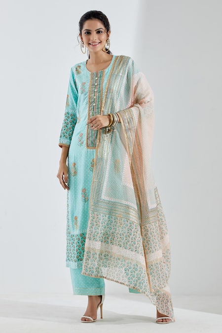 Abbaran Printed Straight Kurta Set 