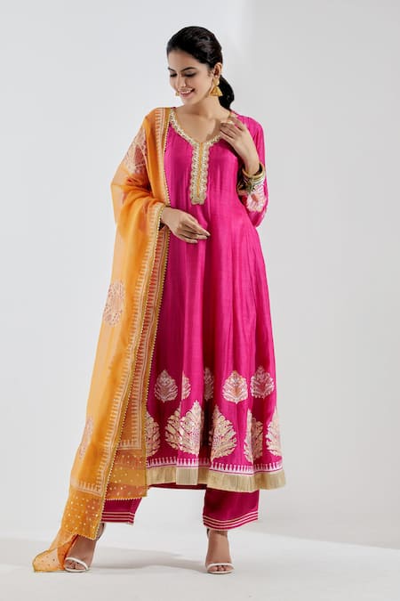 Abbaran Printed Anarkali & Palazzo Set 