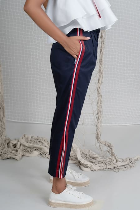 Buy_Chillosophy_Blue Poplin Striped Pant _Online_at_Aza_Fashions