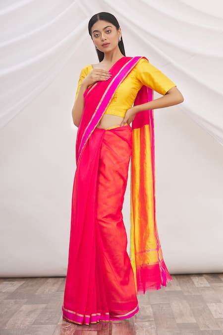 Buy Pink Sarees for Women by FASHION BOOMS Online | Ajio.com