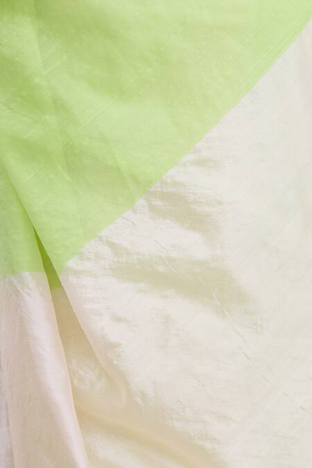 Mint N Oranges_Green Chanderi Saree_at_Aza_Fashions