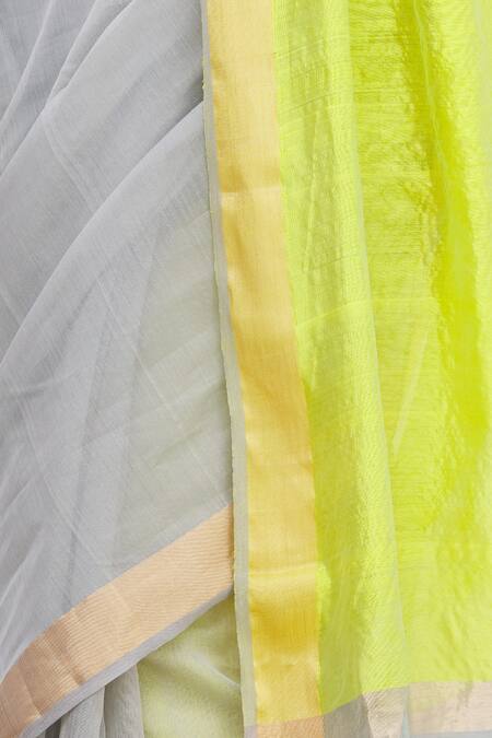 Mint N Oranges_Grey Chanderi Saree _at_Aza_Fashions
