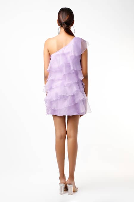 Shop Emblaze Purple Organza One Shoulder Layered Dress at Aza Fashions Shop_Emblaze_Purple Organza One Shoulder Layered Dress _at_Aza_Fashions