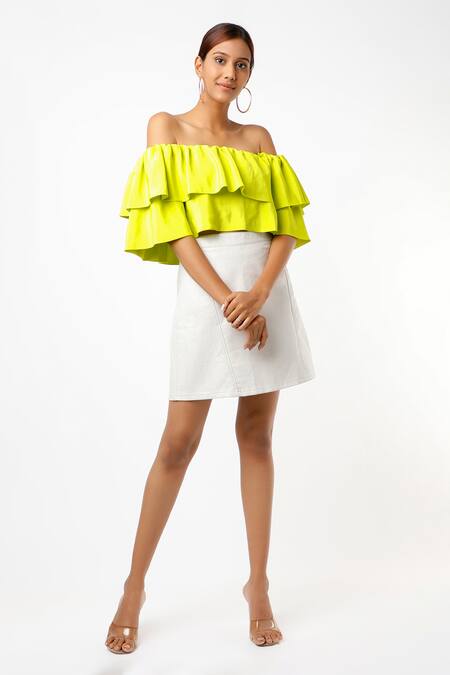 One shoulder clearance top neon